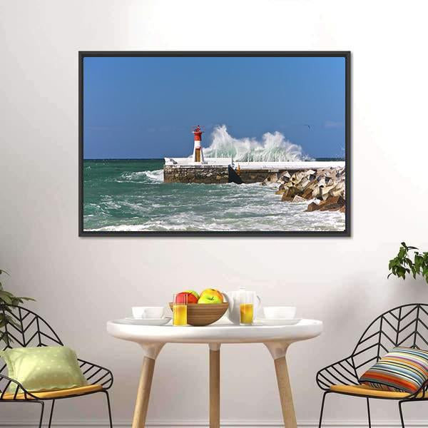 Lighthouse In Cape Town Canvas Wall Art-3 Horizontal-Gallery Wrap-25" x 16"-Tiaracle