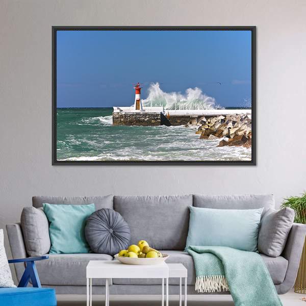 Lighthouse In Cape Town Canvas Wall Art-3 Horizontal-Gallery Wrap-25" x 16"-Tiaracle