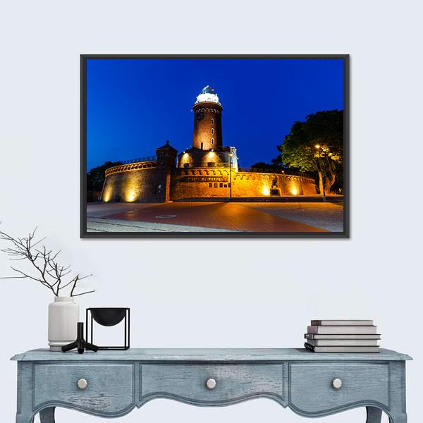 Lighthouse In Kolobrzeg Canvas Wall Art-1 Piece-Floating Frame-24" x 16"-Tiaracle