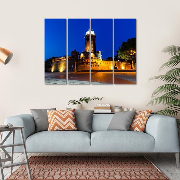 Lighthouse In Kolobrzeg Canvas Wall Art-4 Horizontal-Gallery Wrap-34" x 24"-Tiaracle