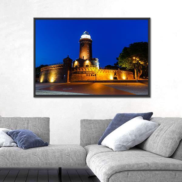 Lighthouse In Kolobrzeg Canvas Wall Art-3 Horizontal-Gallery Wrap-25" x 16"-Tiaracle