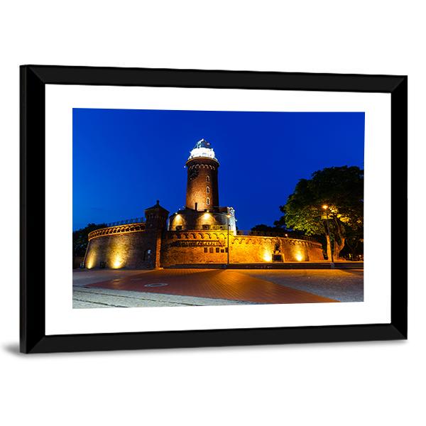 Lighthouse In Kolobrzeg Canvas Wall Art-3 Horizontal-Gallery Wrap-25" x 16"-Tiaracle