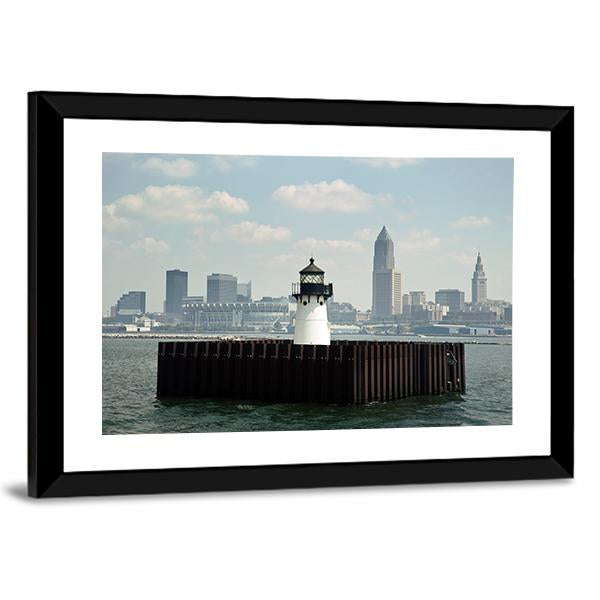 Lighthouse In Lake Canvas Wall Art-3 Horizontal-Gallery Wrap-25" x 16"-Tiaracle
