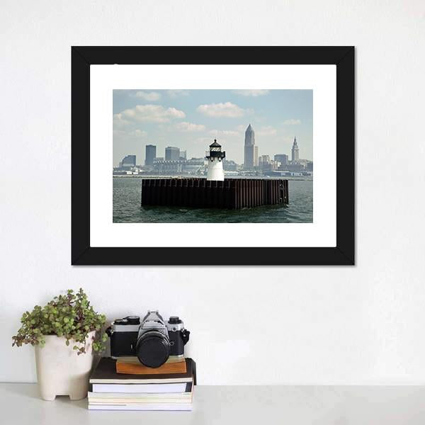 Lighthouse In Lake Canvas Wall Art-3 Horizontal-Gallery Wrap-25" x 16"-Tiaracle
