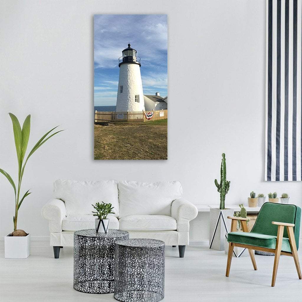 Lighthouse Near Ocean Vertical Canvas Wall Art-3 Vertical-Gallery Wrap-12" x 25"-Tiaracle