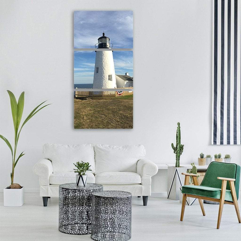 Lighthouse Near Ocean Vertical Canvas Wall Art-3 Vertical-Gallery Wrap-12" x 25"-Tiaracle