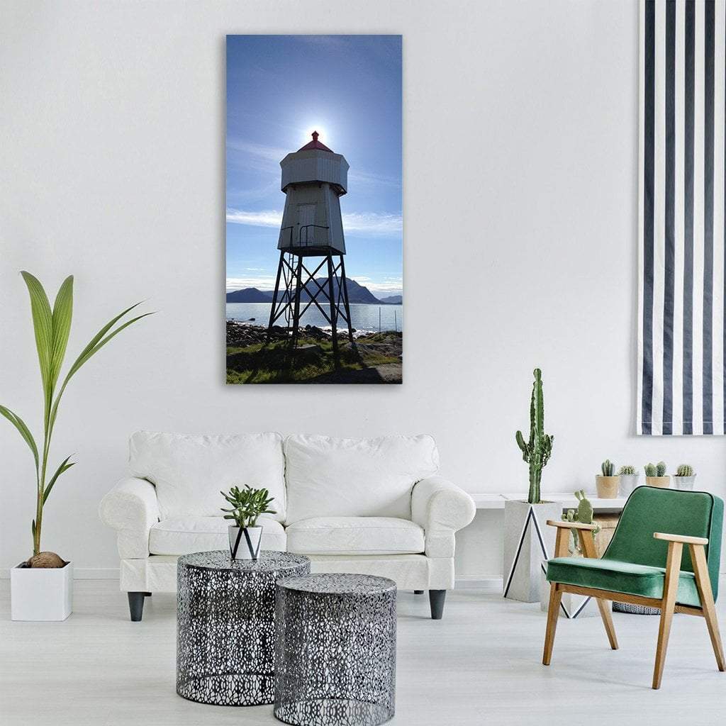 Lighthouse Near Sea Vertical Canvas Wall Art-3 Vertical-Gallery Wrap-12" x 25"-Tiaracle