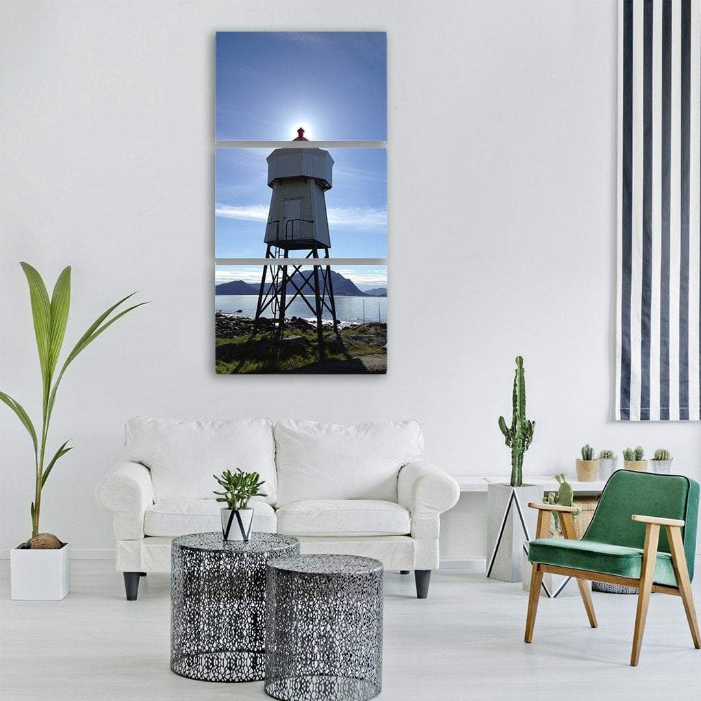 Lighthouse Near Sea Vertical Canvas Wall Art-3 Vertical-Gallery Wrap-12" x 25"-Tiaracle