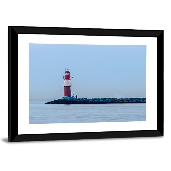 Lighthouse Of Warnemuende Canvas Wall Art-3 Horizontal-Gallery Wrap-25" x 16"-Tiaracle