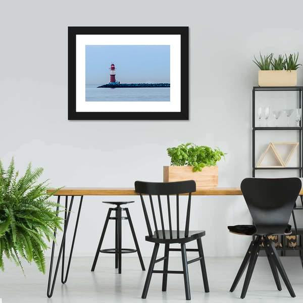 Lighthouse Of Warnemuende Canvas Wall Art-3 Horizontal-Gallery Wrap-25" x 16"-Tiaracle
