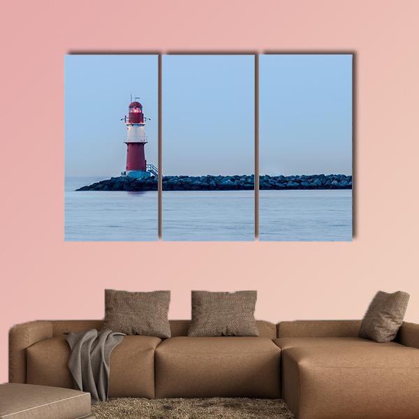Lighthouse Of Warnemuende Canvas Wall Art-3 Horizontal-Gallery Wrap-25" x 16"-Tiaracle