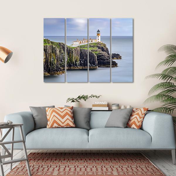 Lighthouse On Neist Point Cliffs Canvas Wall Art-4 Horizontal-Gallery Wrap-34" x 24"-Tiaracle