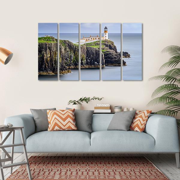 Lighthouse On Neist Point Cliffs Canvas Wall Art-5 Horizontal-Gallery Wrap-22" x 12"-Tiaracle