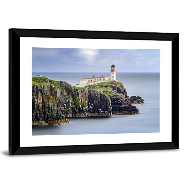 Lighthouse On Neist Point Cliffs Canvas Wall Art-3 Horizontal-Gallery Wrap-25" x 16"-Tiaracle