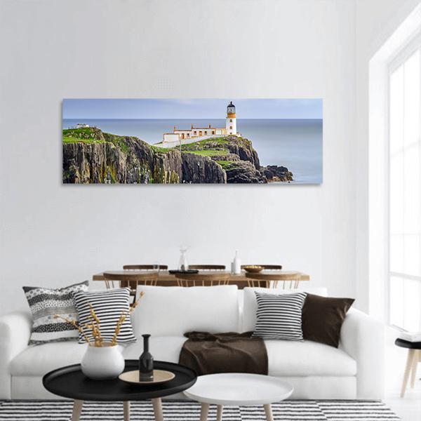 Lighthouse On Neist Point Cliffs Panoramic Canvas Wall Art-1 Piece-36" x 12"-Tiaracle