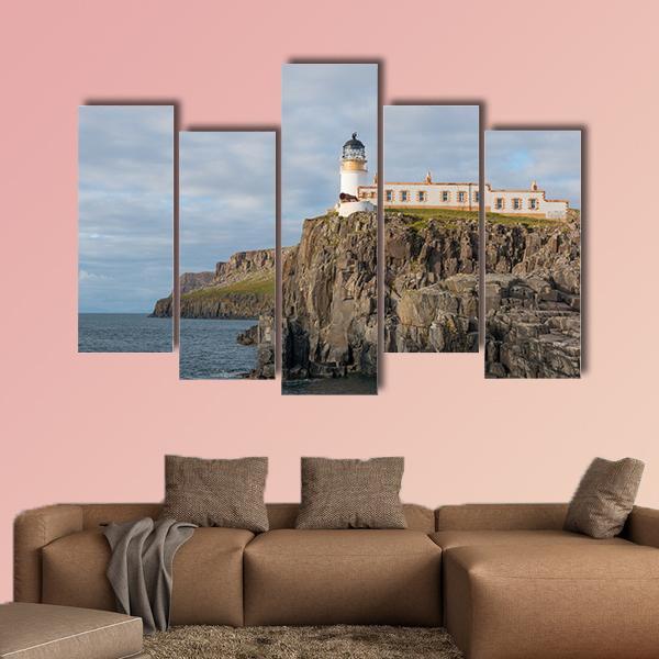 Lighthouse Of Neist Point Canvas Wall Art-5 Pop-Gallery Wrap-47" x 32"-Tiaracle