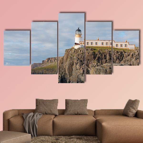 Lighthouse Of Neist Point Canvas Wall Art-5 Star-Gallery Wrap-62" x 32"-Tiaracle