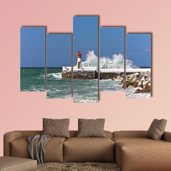 Lighthouse In Cape Town Canvas Wall Art-5 Pop-Gallery Wrap-47" x 32"-Tiaracle
