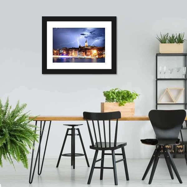 Lightning In Istanbul Canvas Wall Art-5 Horizontal-Gallery Wrap-22" x 12"-Tiaracle