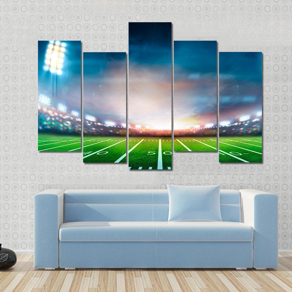 Stadium At Night Canvas Wall Art-5 Pop-Gallery Wrap-47&quot; x 32&quot;-Tiaracle