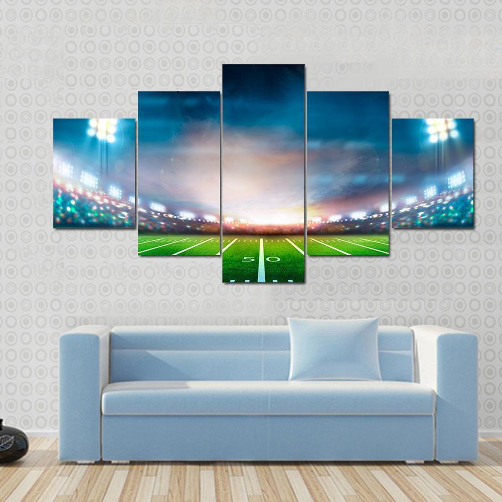 Stadium At Night Canvas Wall Art-5 Star-Gallery Wrap-62&quot; x 32&quot;-Tiaracle