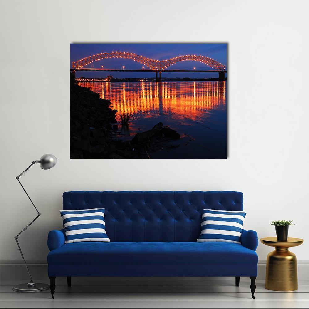 De Soto Bridge At Night Canvas Wall Art-1 Piece-Gallery Wrap-48" x 32"-Tiaracle