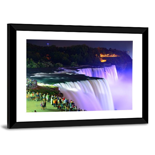 Lights On Niagara Falls Canvas Wall Art-5 Horizontal-Gallery Wrap-22" x 12"-Tiaracle