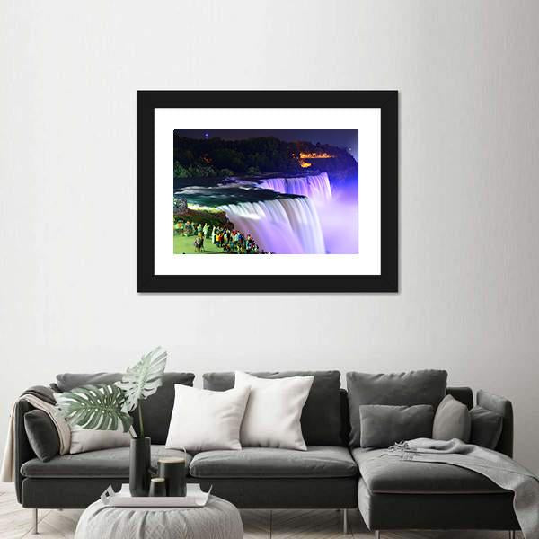 Lights On Niagara Falls Canvas Wall Art-5 Horizontal-Gallery Wrap-22" x 12"-Tiaracle