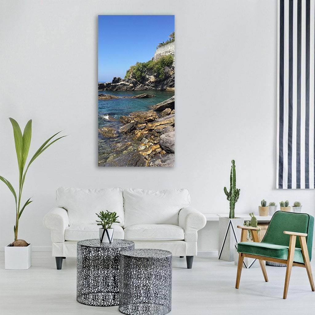 Liguria Sea In Italy Vertical Canvas Wall Art-3 Vertical-Gallery Wrap-12" x 25"-Tiaracle