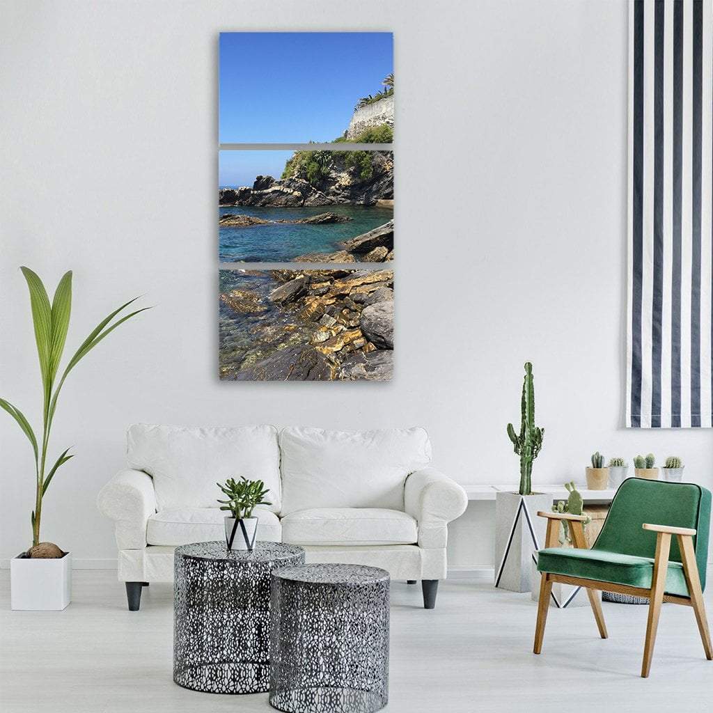 Liguria Sea In Italy Vertical Canvas Wall Art-3 Vertical-Gallery Wrap-12" x 25"-Tiaracle