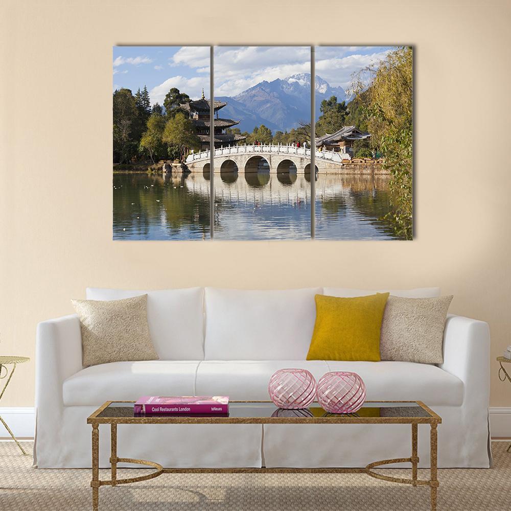 Jade Dragon Snow Mountain Canvas Wall Art-3 Horizontal-Gallery Wrap-37" x 24"-Tiaracle