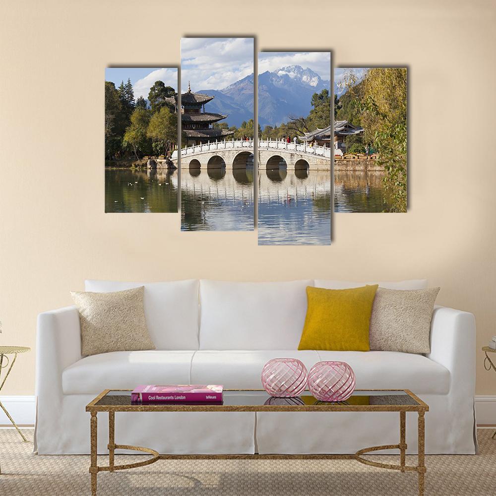 Jade Dragon Snow Mountain Canvas Wall Art-4 Pop-Gallery Wrap-50" x 32"-Tiaracle