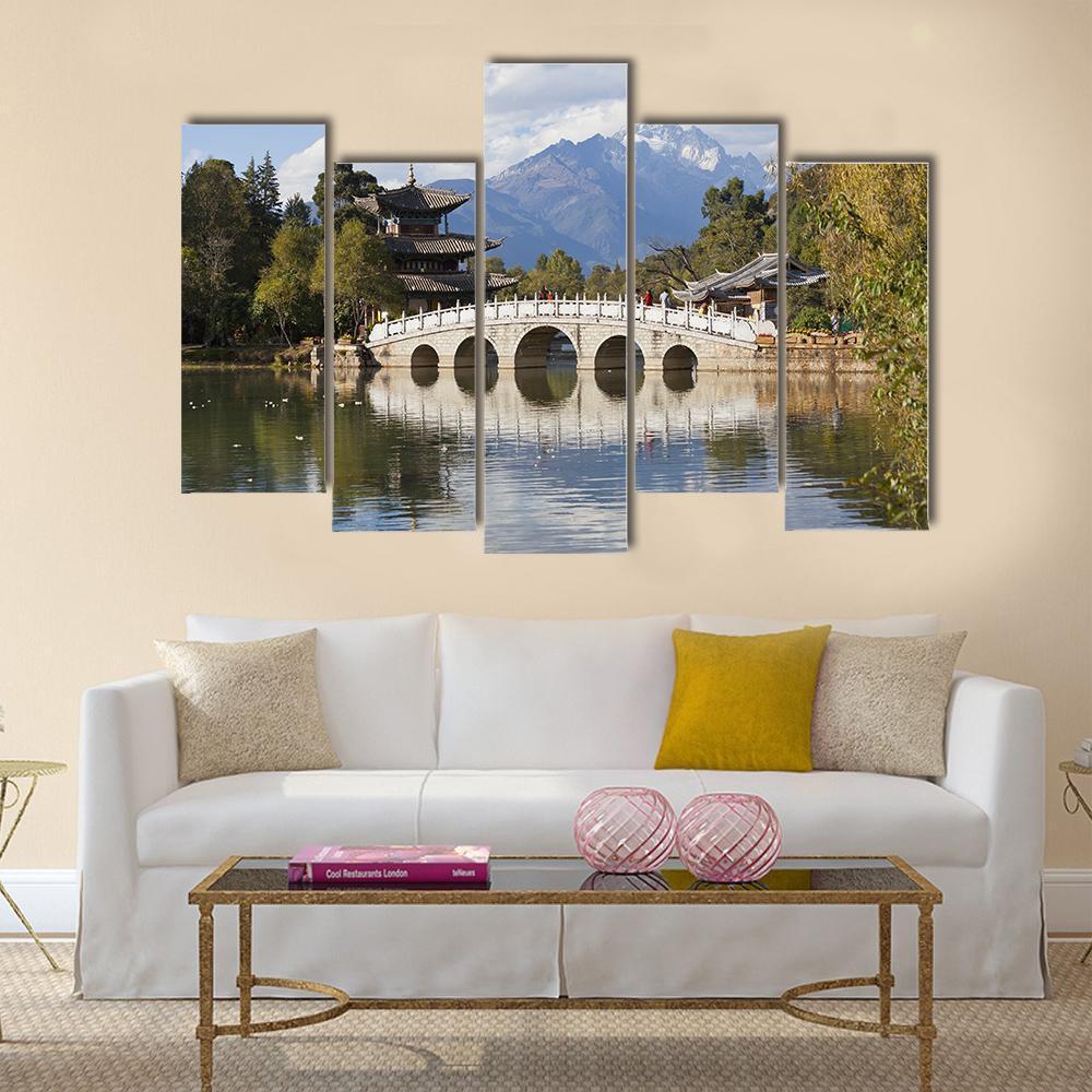 Jade Dragon Snow Mountain Canvas Wall Art-5 Pop-Gallery Wrap-47" x 32"-Tiaracle