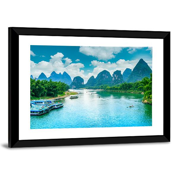 Lijiang River In Guilin Canvas Wall Art-5 Horizontal-Gallery Wrap-22" x 12"-Tiaracle