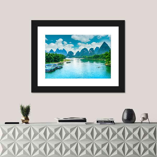 Lijiang River In Guilin Canvas Wall Art-3 Horizontal-Gallery Wrap-25" x 16"-Tiaracle