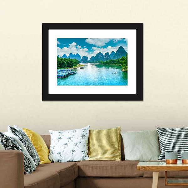 Lijiang River In Guilin Canvas Wall Art-5 Horizontal-Gallery Wrap-22" x 12"-Tiaracle