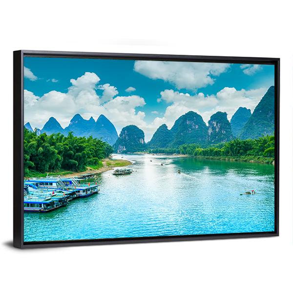 Lijiang River In Guilin Canvas Wall Art-5 Horizontal-Gallery Wrap-22" x 12"-Tiaracle