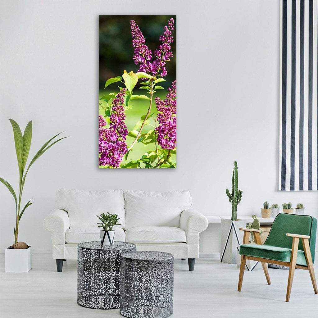 Lilac Flower Vertical Canvas Wall Art-3 Vertical-Gallery Wrap-12" x 25"-Tiaracle