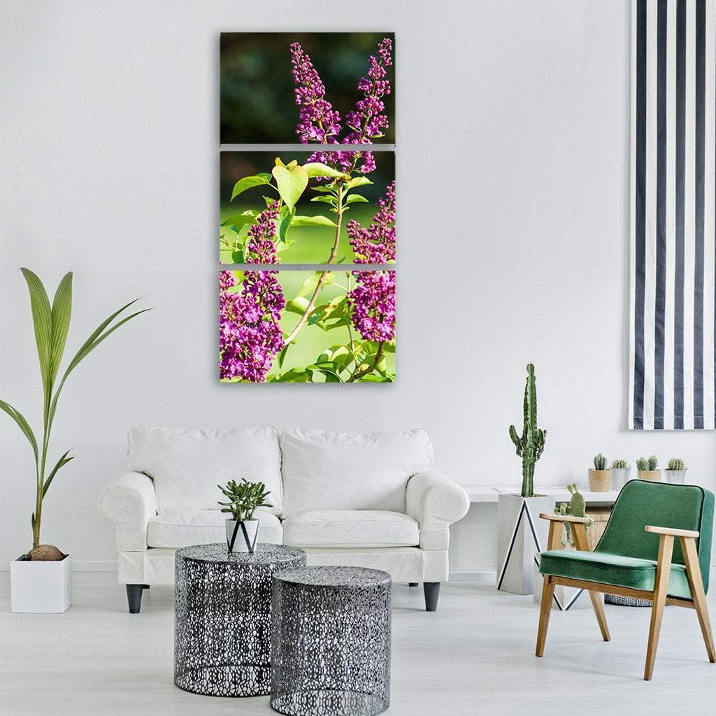 Lilac Flower Vertical Canvas Wall Art-3 Vertical-Gallery Wrap-12" x 25"-Tiaracle