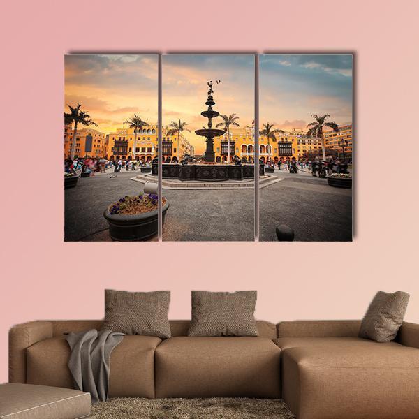 Lima Main Square Canvas Wall Art-3 Horizontal-Gallery Wrap-25" x 16"-Tiaracle