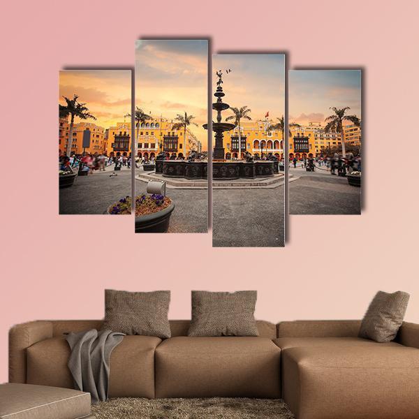 Lima Main Square Canvas Wall Art-4 Pop-Gallery Wrap-50&quot; x 32&quot;-Tiaracle