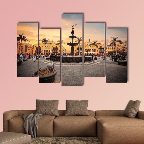 Lima Main Square Canvas Wall Art-5 Pop-Gallery Wrap-47&quot; x 32&quot;-Tiaracle