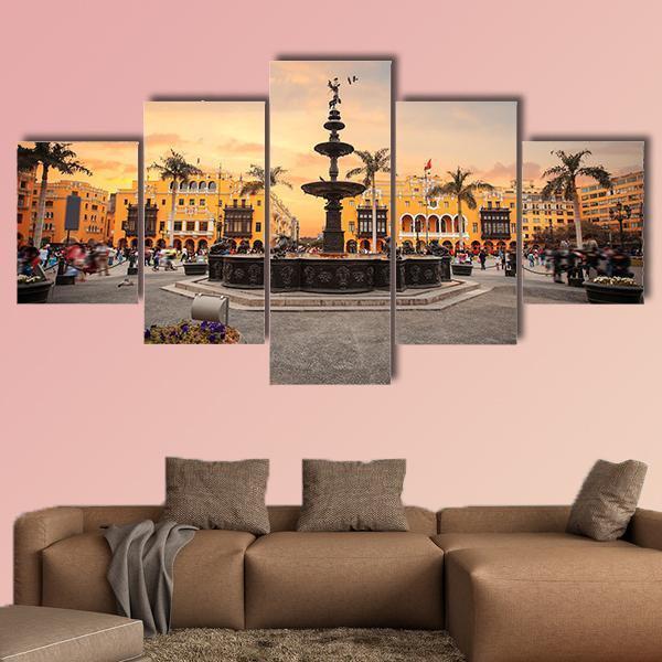 Lima Main Square Canvas Wall Art-5 Star-Gallery Wrap-62&quot; x 32&quot;-Tiaracle