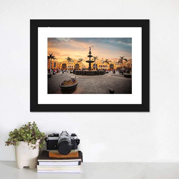 Lima Main Square Canvas Wall Art-1 Piece-Framed Print-30" x 20"-Tiaracle