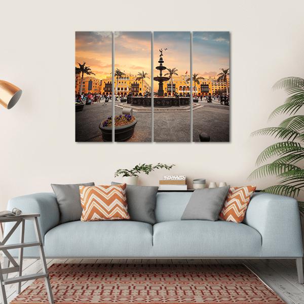 Lima Main Square Canvas Wall Art-4 Horizontal-Gallery Wrap-34" x 24"-Tiaracle