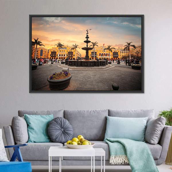 Lima Main Square Canvas Wall Art-3 Horizontal-Gallery Wrap-25" x 16"-Tiaracle