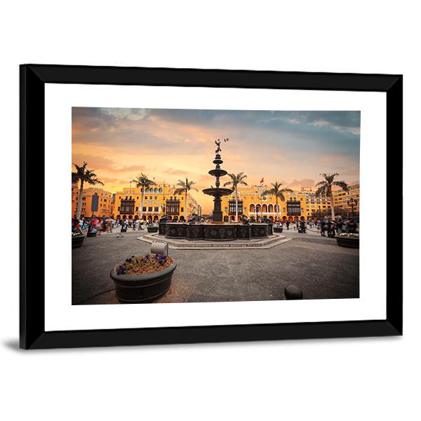 Lima Main Square Canvas Wall Art-3 Horizontal-Gallery Wrap-25&quot; x 16&quot;-Tiaracle