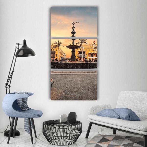 Lima Main Square Vertical Canvas Wall Art-3 Vertical-Gallery Wrap-12" x 25"-Tiaracle