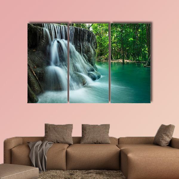 Lime Stone Waterfall Canvas Wall Art-3 Horizontal-Gallery Wrap-37" x 24"-Tiaracle