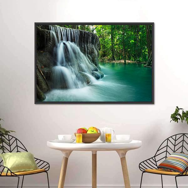 Lime Stone Waterfall Canvas Wall Art-5 Horizontal-Gallery Wrap-22" x 12"-Tiaracle